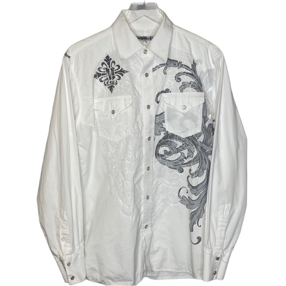 Manchester Embroidered Raw Edge Distressed Shirt - Picture 1 of 12